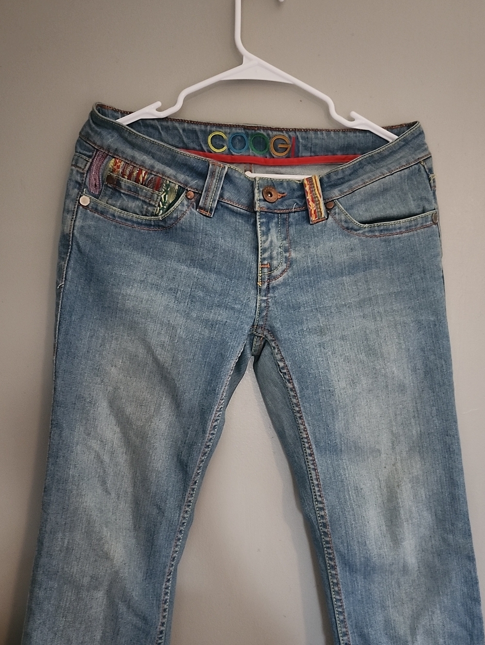 COOGI Light Blue Skinny Jeans with Multicolor Trim